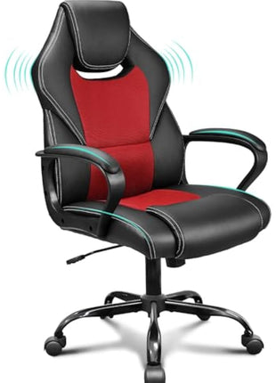 BASETBL Office Chair Executive Chair, High Back Racing Style Ergonomic Swivel Chair for Home Gaming Business, Lumbar Support PU Leather Adjustable Height Durable Comfy Chair Easy to Assemble (Red)