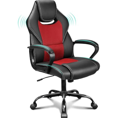 BASETBL Office Chair Executive Chair, High Back Racing Style Ergonomic Swivel Chair for Home Gaming Business, Lumbar Support PU Leather Adjustable Height Durable Comfy Chair Easy to Assemble (Red)