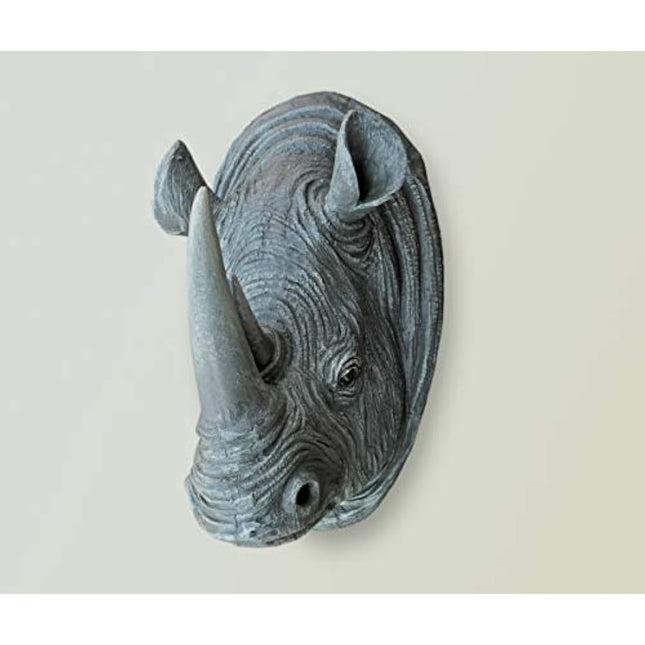 Best Value Here Wall Mounted Silver Stag Head Deer Large Antlers Reindeer Elephant Lion Tiger Rhino Wolf Wall Art Hanging Sculpture (Rhino Grey)