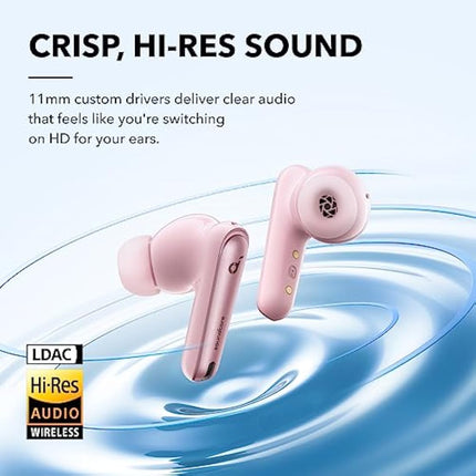 soundcore by Anker Liberty 4 NC Wireless Noise Cancelling Earbuds, 98.5% Noise Reduction, Adaptive Noise Cancelling to Ears and Environment, Hi-Res Sound, 50H Battery, Wireless Charging (pink)