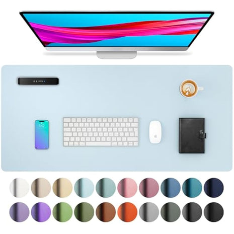 Aothia Desk Mat PU Leather Desk Pad/Mouse Pad,Anti-Slip Desk Protector,Waterproof Desk Cover for Office&Home(80cmx40cm,Baby Blue)