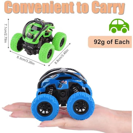 2 Pack Toy Cars For Toddlers 2+， 360 Degree Rotation Push And Go Vehicle, Kids Pull Back Cars Racing Game Toys Gift For 3 4 5 6 Toddler (Blue+Green)