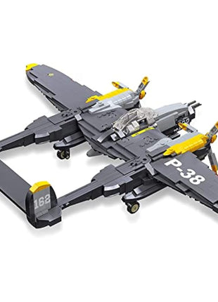APOSTROPHE Games P-38 Lightning Aircraft Building Block Set - 937 Pieces - Air Force Fighter Plane Toy Set – Building Block for Kids Older Than 10 and Adult – Compatible with All Building Bricks