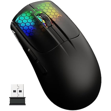 ATTACK SHARK X5 GPRO Superlight Wireless Gaming Mouse 49g,Tri-Mode Aerox Wireless Mice -Wired/2.4G/BT5.0,PAW3312 PixArt Optical Sensor,Up to 4000DPI,RGB Backlit with Long Battery Life for PC/MAC-Black