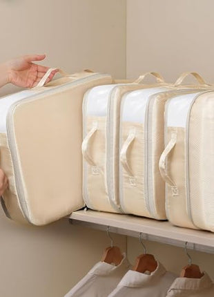 6-Pack Ultra Space Saving Self Compression Organizer - Compression Storage Bags with Zipper, Duvets Storage Organiser for Blanket, Clothing, Bedding,
