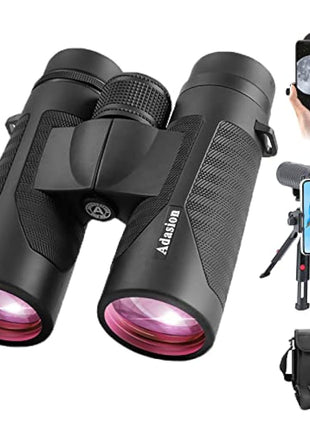 12x42 HD Binoculars for Adults High Power with Phone Adapter and Tripod- Super Bright Binoculars with Large View- Lightweight Waterproof Binoculars for Bird Watching Stargazing Cruise Travel Hiking