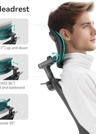 Aevoriax N56 Ergonomic Office Chair - Dual Backrest Design, Adjustable Lumbar Support, Thick Padded Seat, Flip-Up Armrests, Tilt Function - Ideal for Home Office, Gaming & Conference, Black