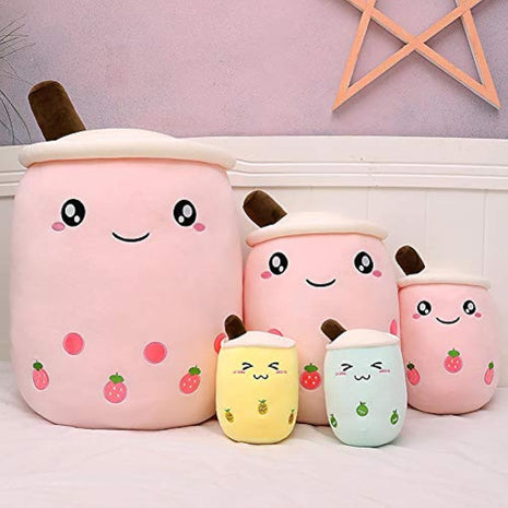 AMOZO Cute Cartoon Boba Milk Tea Soft Plush Doll, Giant Boba Bubble Plushie Stuffed Tea Cup Pillow Gift Toys(Green,35cm)