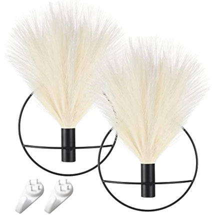 Pretty Jolly Wall Decor, Wall Metal vase Decoration Holder, Wall-Mounted Artificial Flowers, Black Wall Decor Fake Pampas 2 Pack, Wall Art Artificial Greenery, Farmhouse, Boho