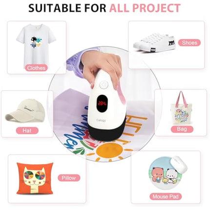 Calogy Mini Heat Press, Heat Transfer Printer, Constant Temp Control, Insulated Safety Base, Fits for Crafts, T-Shirt, Hat, Cap, Pillows