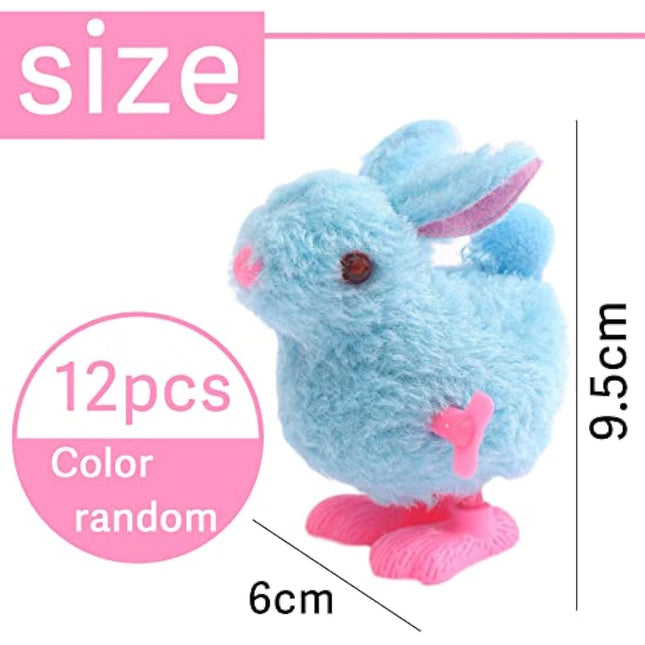 12pcs Easter Wind-Up Toy for Kids,Colour Wind Up Jumping Rabbit Toys Plush Rabbits Toys Mini Clockwork Toys for Kids Toys Easter Party Favors Gift Easter Basket Fillers
