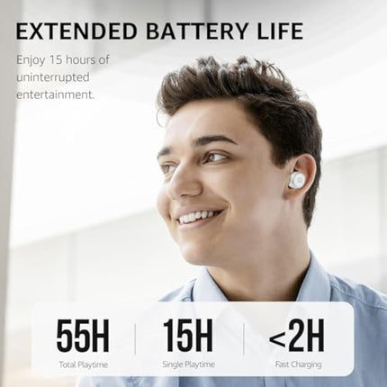 TOZO T10 Wireless Earbuds Bluetooth 5.3 Headphones, 55H Playtime with Wireless Charging Case, App Customize EQ, Ergonomic Design IPX8 Waterproof Headset Powerful Sound for Workout, Calls