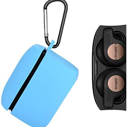 Geekria Silicone Case Cover Compatible with Jabra Elite Active 65t True Wireless Earbuds, Protective Earphones Skin with Keychain Hook (Blue)