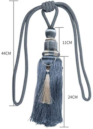 1 Pair Curtain Tiebacks Holdbacks Clip Binding Rope Tie Backs Handmade Tassel Tiebacks Home Window Decorative (Blue2)