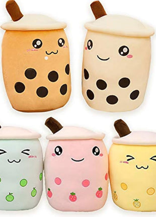 AMOZO Cute Cartoon Boba Milk Tea Soft Plush Doll, Giant Boba Bubble Plushie Stuffed Tea Cup Pillow Gift Toys(Yellow,24cm)