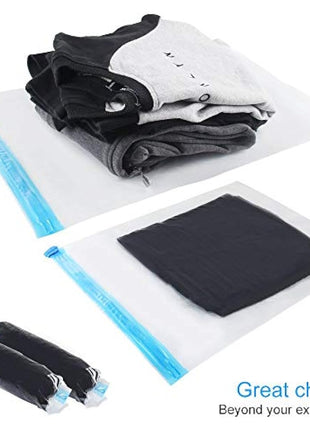 10Pack Travel Space Saver Bags (4 x S, 3 x L, 3 xL), Reusable KFYM Vacuum Travel Storage Bag, Saves 75% of Storage Space, Roll-Up Compression, No Need For Vacuum Machine Or Pump