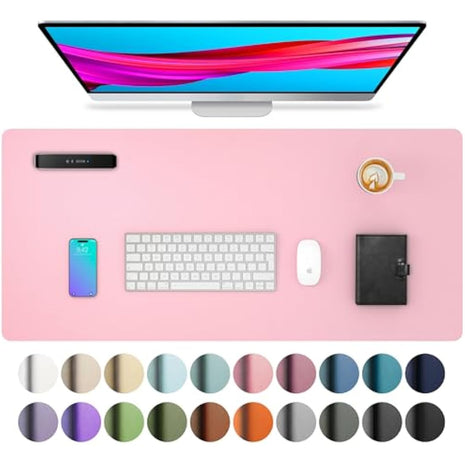 Aothia Leather Desk Pad Protector,Mouse Pad,Office Desk Mat, Non-Slip PU Leather Desk Blotter,Laptop Desk Pad,Waterproof Desk Writing Pad for Office and Home (80cm x 40cm, Fairy Pink)