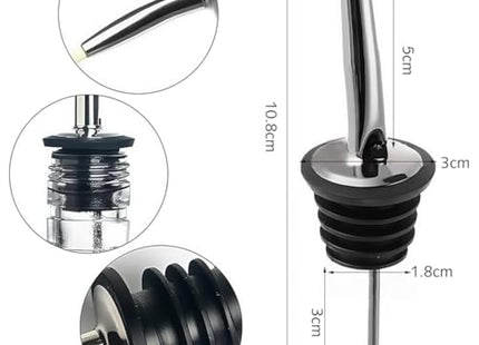 Drink Pourers Stainless Steel with Stoppers for Oils, Whiskey & Cocktails 2PK