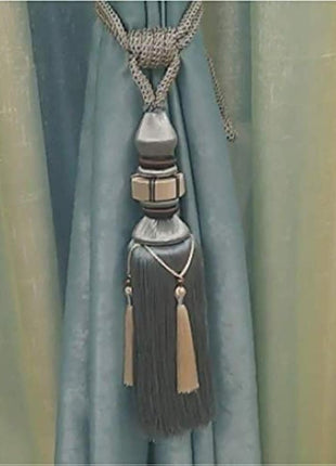 1 Pair Curtain Tiebacks Holdbacks Clip Binding Rope Tie Backs Handmade Tassel Tiebacks Home Window Decorative (Blue2)