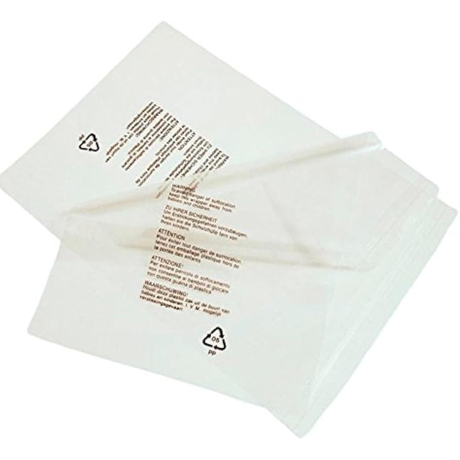 100 Clear Plastic SELF Seal Garment Clothing Bags with Safety Warning RESEALABLE Peel & Seal Polypropylene Clothes T-Shirt Shirt Display Postal Packing Postage Sacks MAILERS - SABCO (14" x 17")