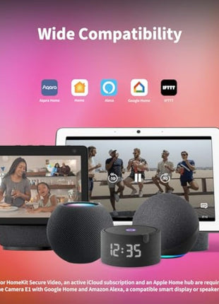 Aqara 2K Indoor Security Camera E1, Pan & Tilt, HomeKit Secure Video Indoor Camera, Two-Way Audio, Night Vision, Person Tracking, Wi-Fi 6, Plug-in Cam Supports HomeKit, Alexa, Google Home and IFTTT