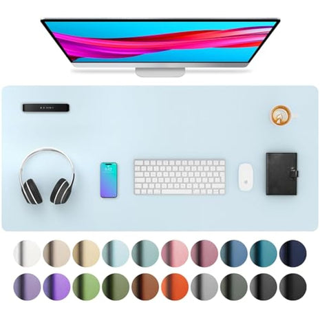 Aothia Desk Pad,Mouse Pad,Office Desk Mat,Non-Slip PU Leather Desk Mat,Waterproof Writing Pad for Office and Home (91cmx43cm,Baby Blue)