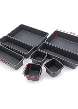 Addis 8pcs Interlocking Drawer Organiser Plastic Storage Trays Dividers for Kitchen Office Desk Make-Up Clothing Jewellery Craft Bathroom organising, White