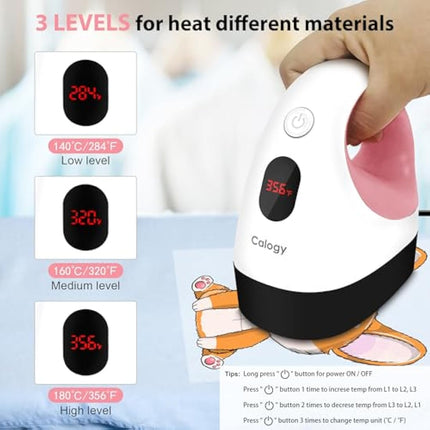 Calogy Mini Heat Press, Heat Transfer Printer, Constant Temp Control, Insulated Safety Base, Fits for Crafts, T-Shirt, Hat, Cap, Pillows