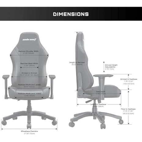 Anda Seat Luna Large Gaming Chair for Adults - Ergonomic Reclining Video Game Chairs, PVC Leather Computer Home Office Chair, Heavy Duty Neck & Back Lumbar Support - Black Folding Recliner Seat