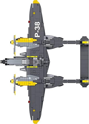 APOSTROPHE Games P-38 Lightning Aircraft Building Block Set - 937 Pieces - Air Force Fighter Plane Toy Set – Building Block for Kids Older Than 10 and Adult – Compatible with All Building Bricks
