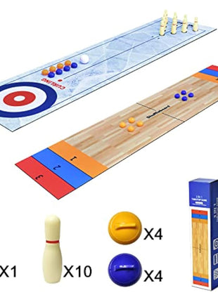 3 in 1 Tabletop Curling Game, Table Top Shuffleboards Curling Bowling,Tabletop Game Interactive Game for Kids & Adults Family Party Games
