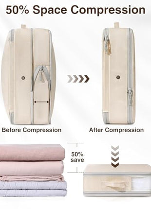 6-Pack Ultra Space Saving Self Compression Organizer - Compression Storage Bags with Zipper, Duvets Storage Organiser for Blanket, Clothing, Bedding,