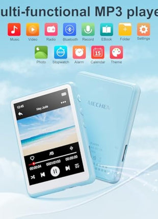 64GB MP3 Player with Bluetooth 5.3 - MECHEN 2.4" Full Touch Screen，Portable Digital HiFi Lossless Sound Music MP3 MP4 Player with Speaker，FM Radio，Line-in Recording，Earphones Included.