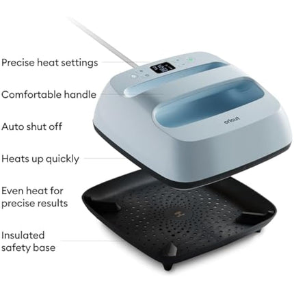 Cricut EasyPress 3| 22.5 cmx22.5 cm(9" x 9")Heat Plate|Heat Press for T-Shirts, Cushions and More|Use with Iron On Vinyl (HTV), Infusible Ink and Sublimation Products|Heats up to 205°C (400°F)Zen Blue