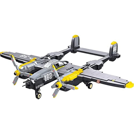 APOSTROPHE Games P-38 Lightning Aircraft Building Block Set - 937 Pieces - Air Force Fighter Plane Toy Set – Building Block for Kids Older Than 10 and Adult – Compatible with All Building Bricks