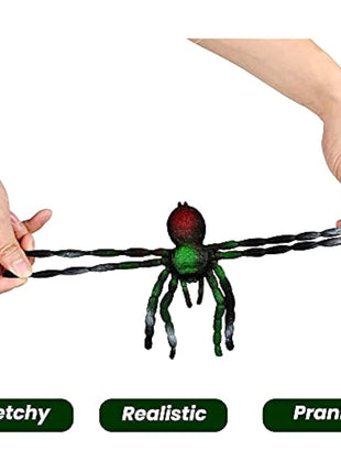 BOHS Rubber Jiggly Spider - Stretch & Squeeze - Realistic Big Soft Stretchy - Halloween Squishy Toy - Prank Bugs