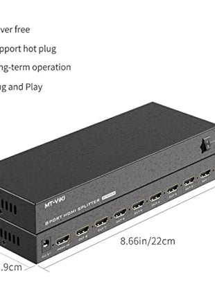 4K HDMI Splitter 1 in 8 out, 1 to 8 Distributor MT-VIKI 8 Way 1x8 For 8 Monitor HDTV CCTV 3D Supports EDID HDCP +UK Power Supply
