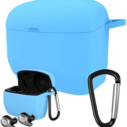 Geekria Silicone Case Cover Compatible with Jabra Elite Active 65t True Wireless Earbuds, Protective Earphones Skin with Keychain Hook (Blue)