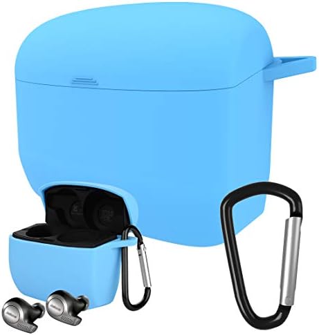 Geekria Silicone Case Cover Compatible with Jabra Elite Active 65t True Wireless Earbuds, Protective Earphones Skin with Keychain Hook (Blue)