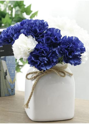 11 Inch Bouquets 10 Stem Carnations,Outdoor UV Resistant No Fade Artificial Flower,Mini Carnation Silk Petals Fake Flowers Forever Plants for Photo Props Home Party and Wedding Decor (Dark Blue)
