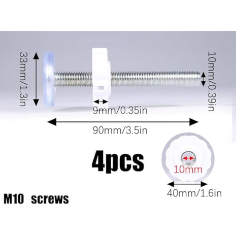 4 Pack Pressure Mounted BoltsKit for Baby Gate Pet Dog Wall Protector Threaded Spindle Rods Long Screws M10(90mm) Stair Walk Thru Gates Spares Lindam Safety First Parts Extension Cuggle（White ）