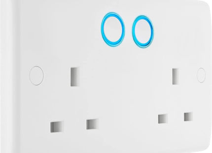 British General Slim Nexus Double Switched 13A Power Socket + Smart Home Control - White