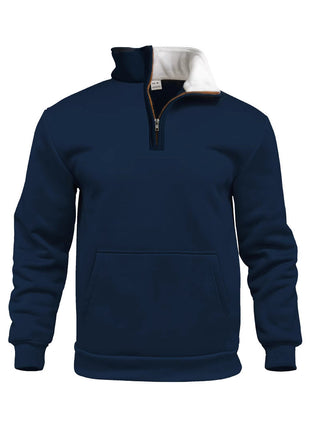 Casual Outdoor High Neck Half-Zip Pocket Long Sleeve Sweatshirt