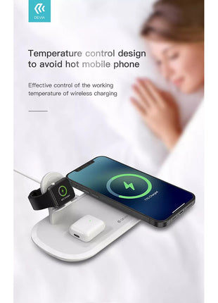 Devia 15W Triple Wireless Magnetic Charging Pad for Apple iPhone, Airpods & Watch