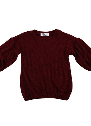 Girls Spring Lantern Sleeve Solid Color Kids T-shirt Top