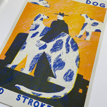 Find a dog and Stroke It riso print (A3)