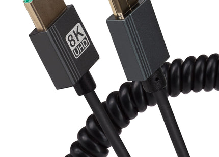 Maplin HDMI to Mini HDMI 8K Ultra HD Coiled Cable - Black, 1m