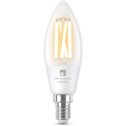 4lite WiZ Connected C35 Candle Filament White WiFi LED Smart Bulb - E14 Small Screw
