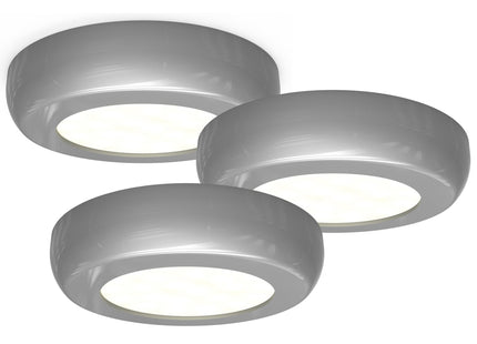 4lite Mains Powered Circle Cabinet LED Light - Silver