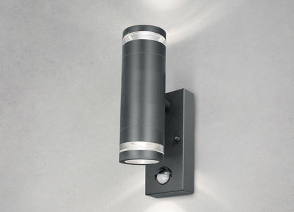 4lite Marinus GU10 Bi-Directional Outdoor Wall Light with PIR - Anthracite